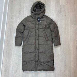 Under Armour Down Puffer Parka Coat Jacket Womens Small Green 1373458 650